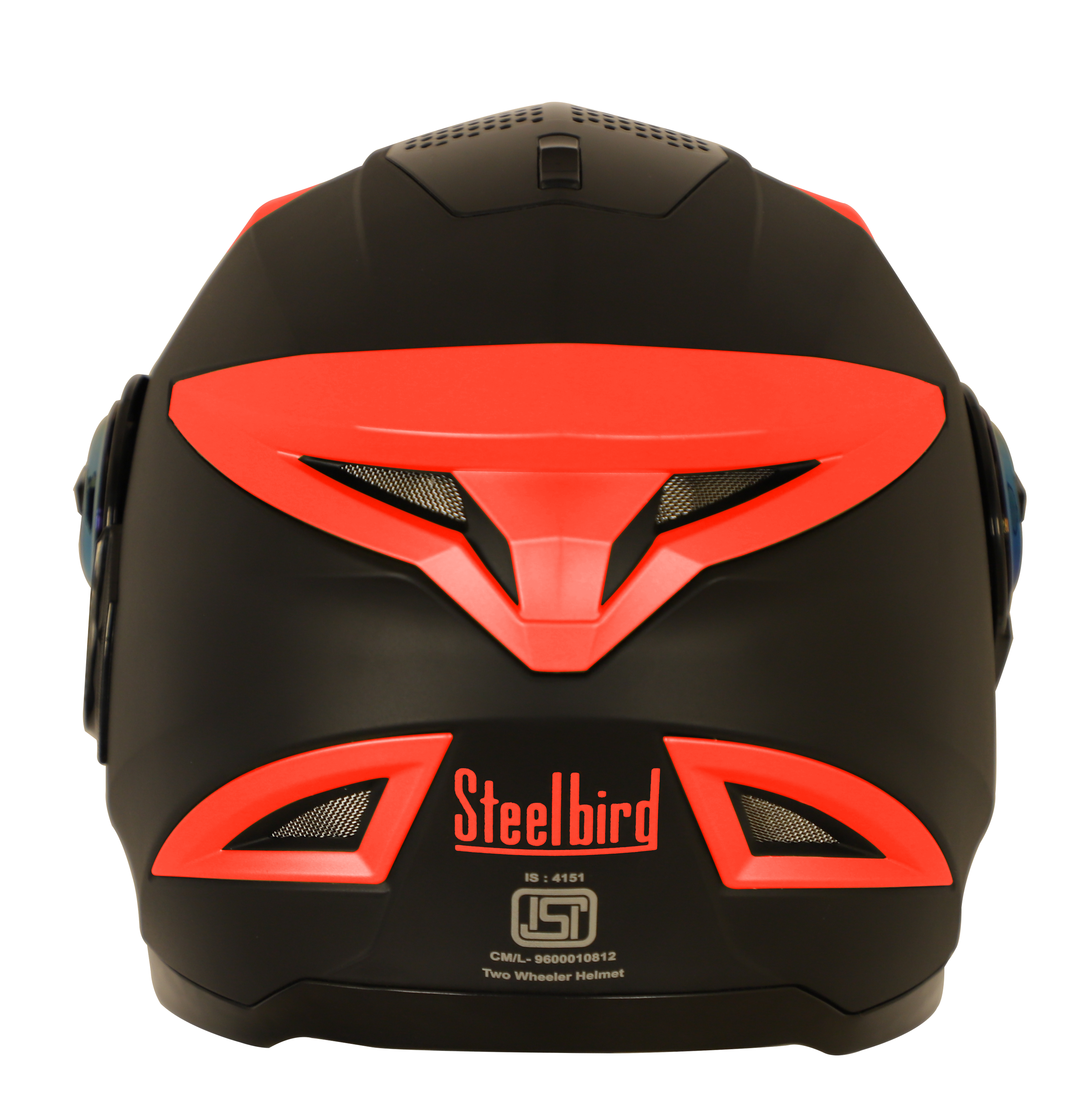 SBH-17 ROBOT FLUORESCENT EDITION MAT BLACK WITH FLUO RED (FITTED WITH CLEAR VISOR EXTRA GOLD CHROME VISOR)